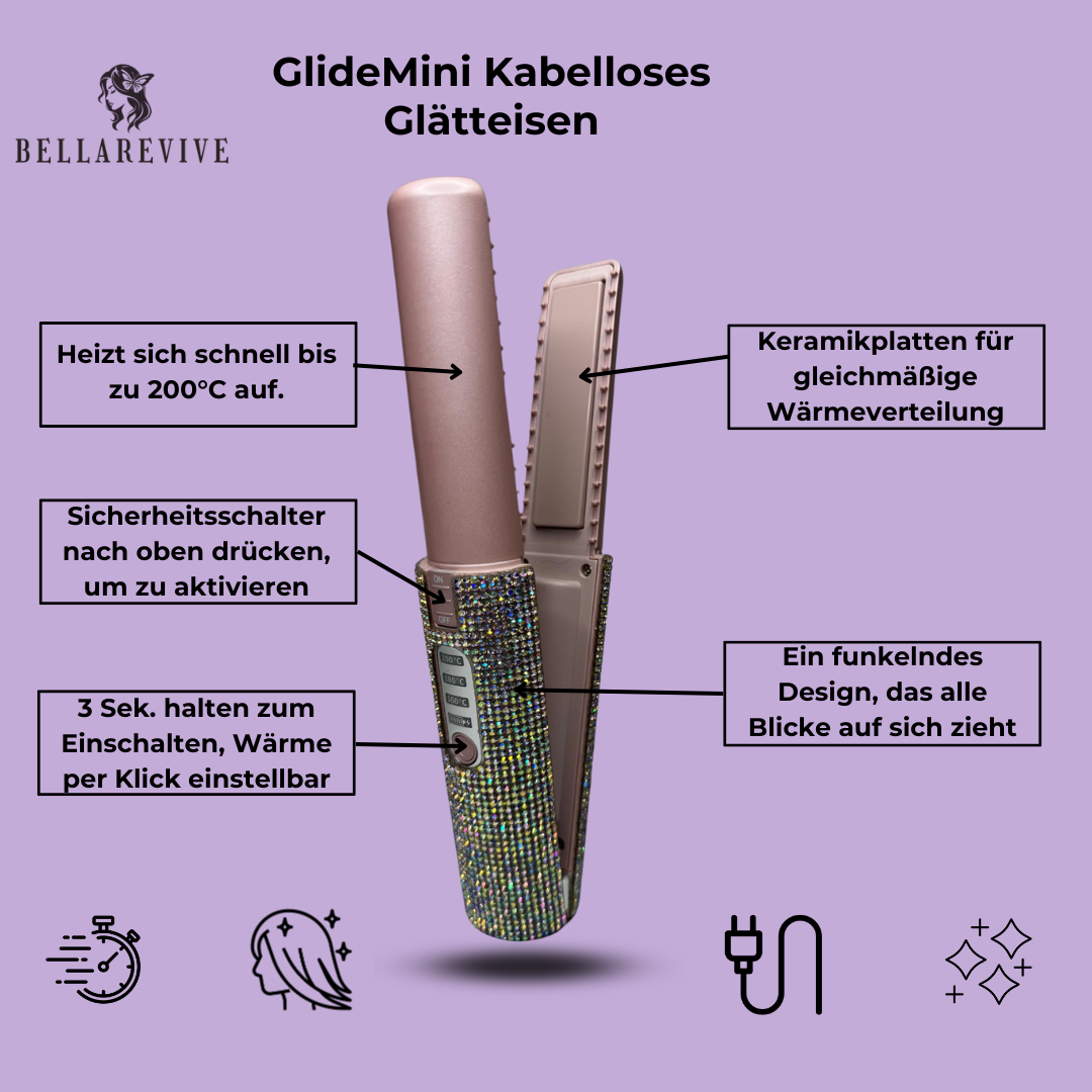 Bellarevive - GlideMini Kabelloses Glätteisen
